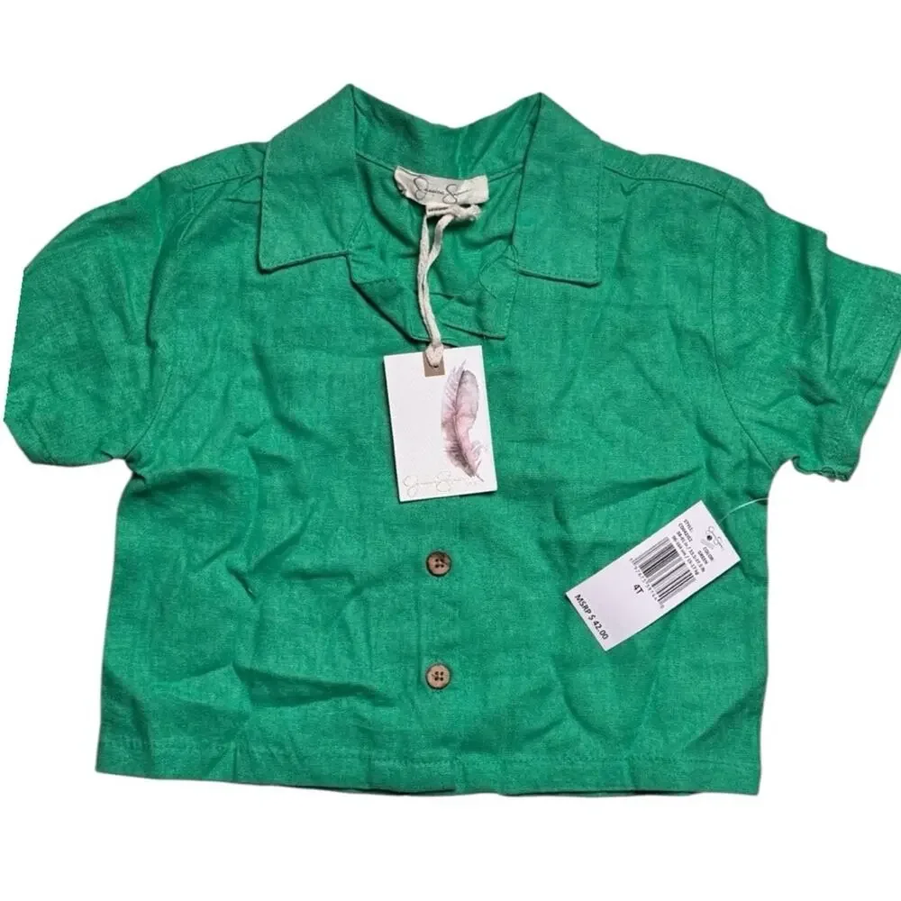 Jessica Simpson Girls Linen Blend Matching Set 4T NWT